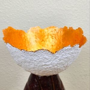 Gold and Icy White Paper Bowl Art Decor